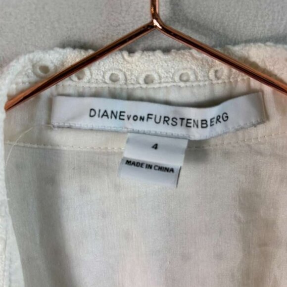 DVF Diane Von Furstenberg Women Kayley Eyelet Wrap Dress White Size 4 - Picture 7 of 12